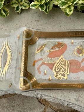 Rare, vintage 1960s Fred Press glass serving tray